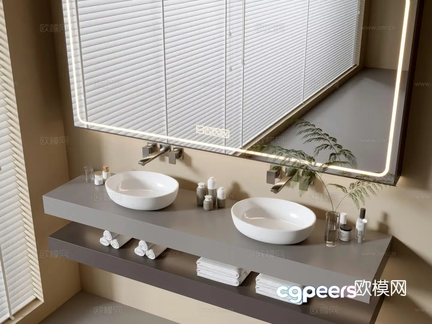 Modern bathroom cabinet bathroom basin bathroom ornaments mirror cabinet sink 3d model