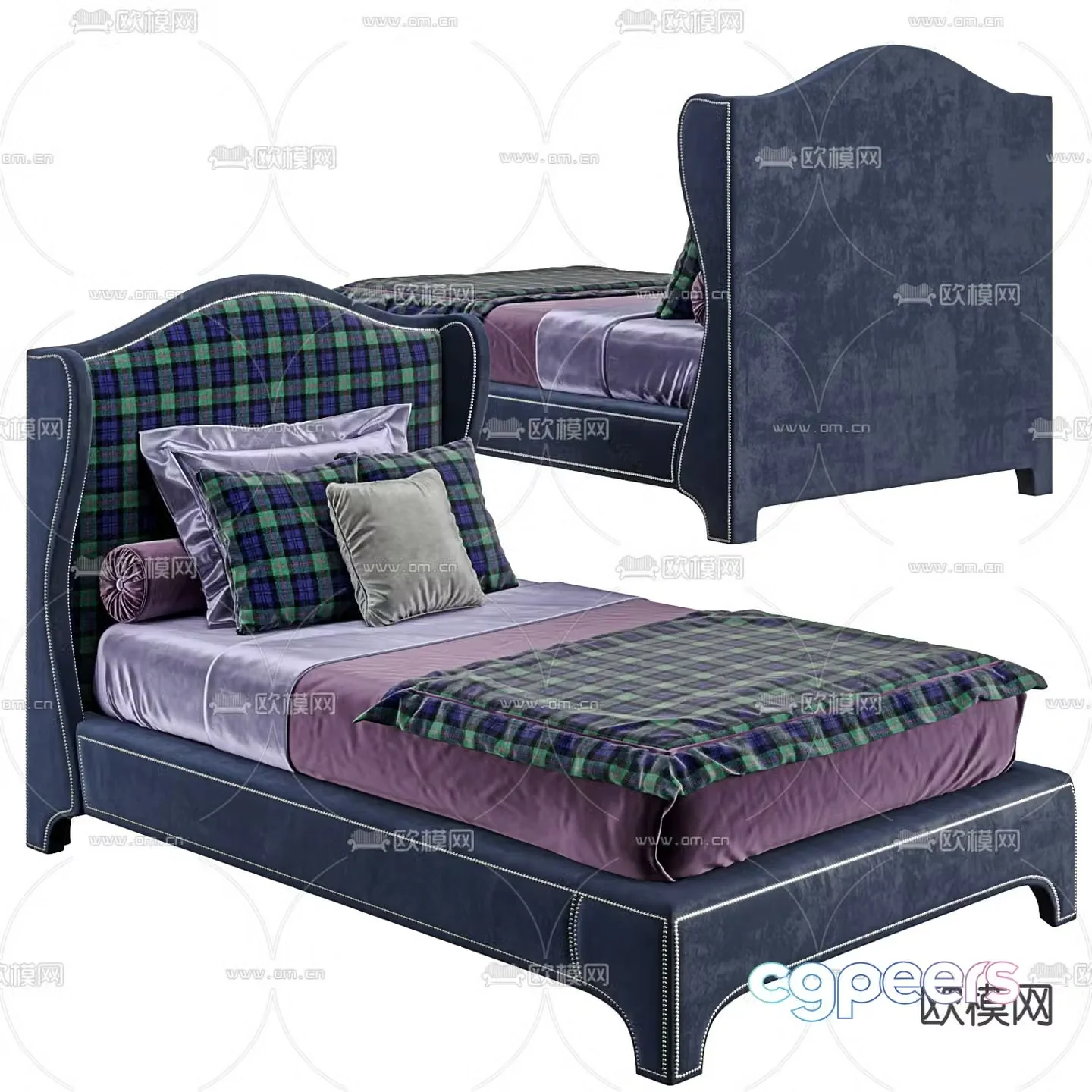 Simple European single bed 3d model