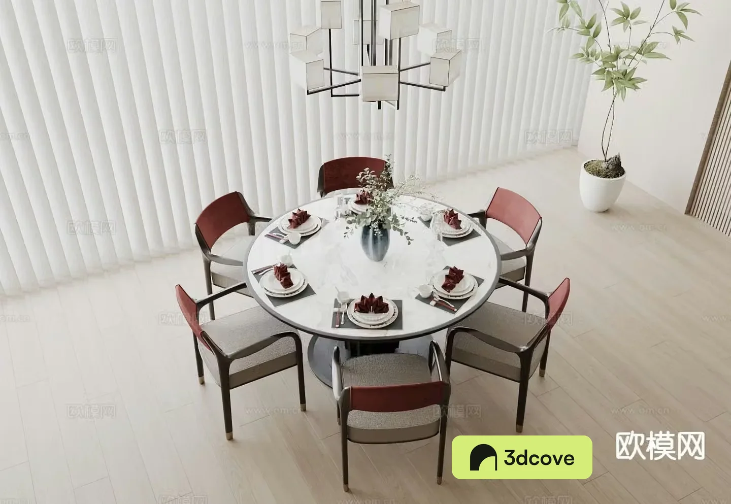 New Chinese round dining table and chairs