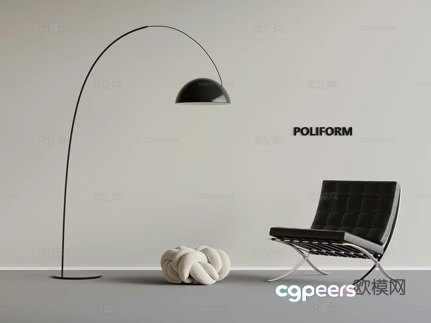 Leisure chair modern minimalist leisure chair single sofa floor lamp 3d model