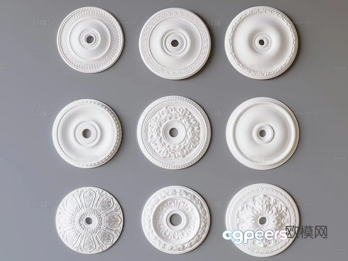 French carved plaster lamp panel carved plaster base 3D model