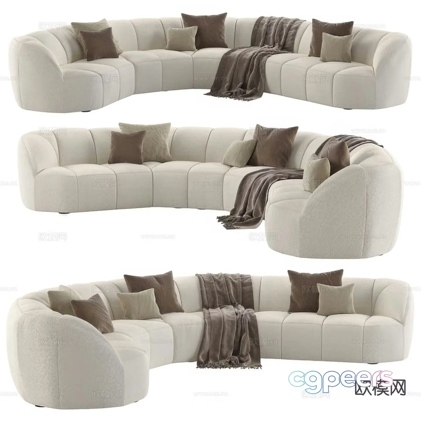 MeridianiEdra special shaped sofa curved sofa 3d model