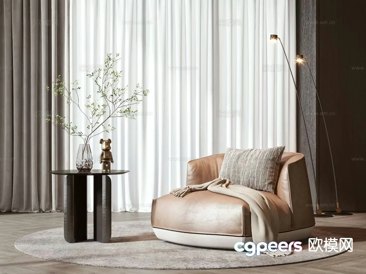Modern lazy sofa single sofa 3d model