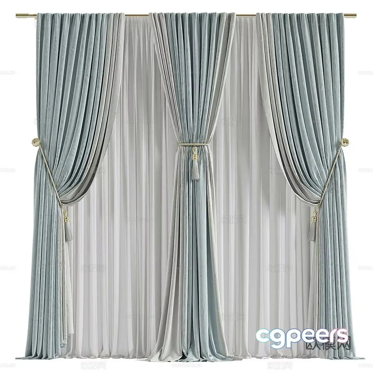 New Chinese style fabric curtain 3D model