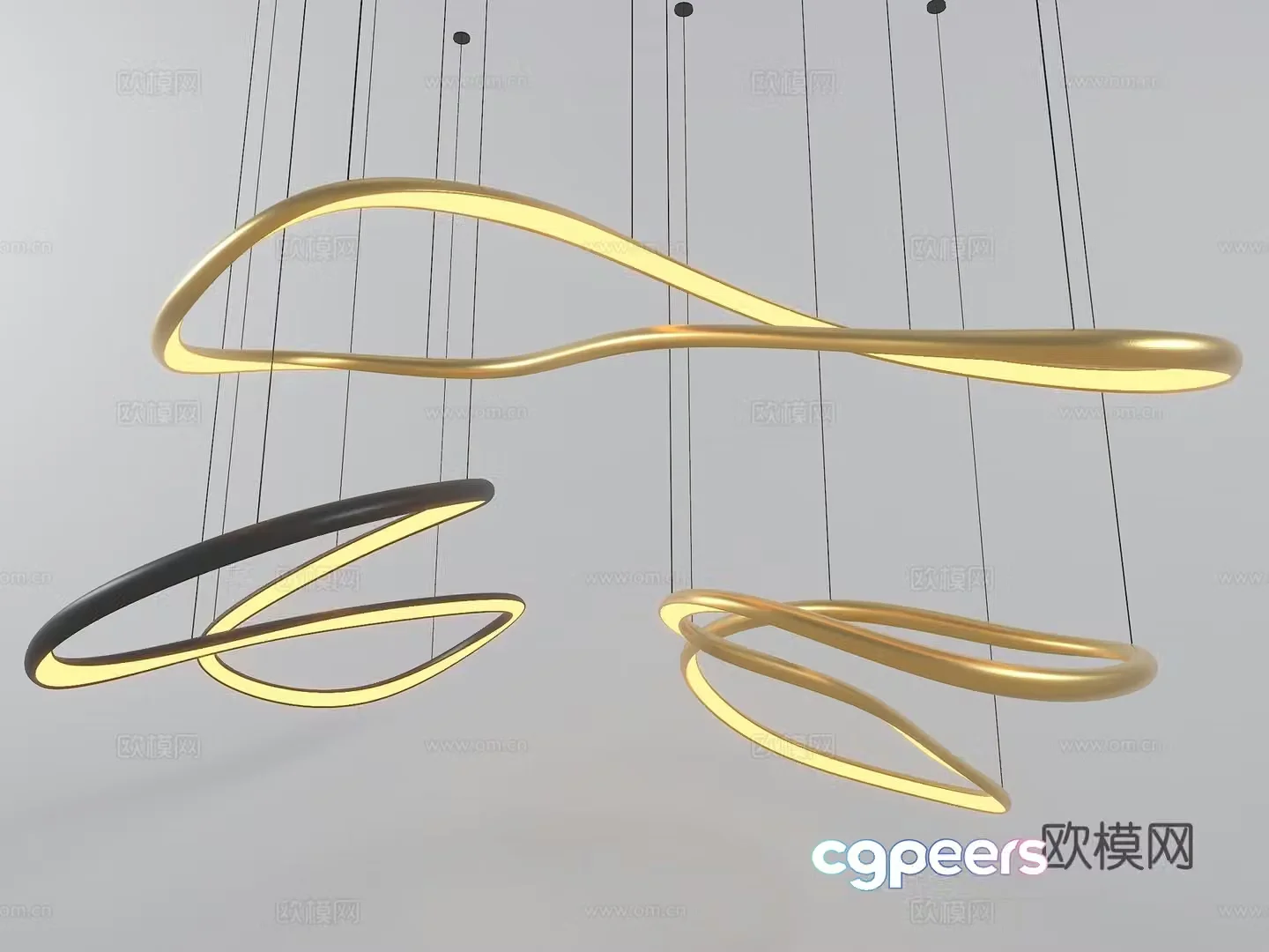 Light luxury special-shaped chandelier streamlined chandelier 3D model