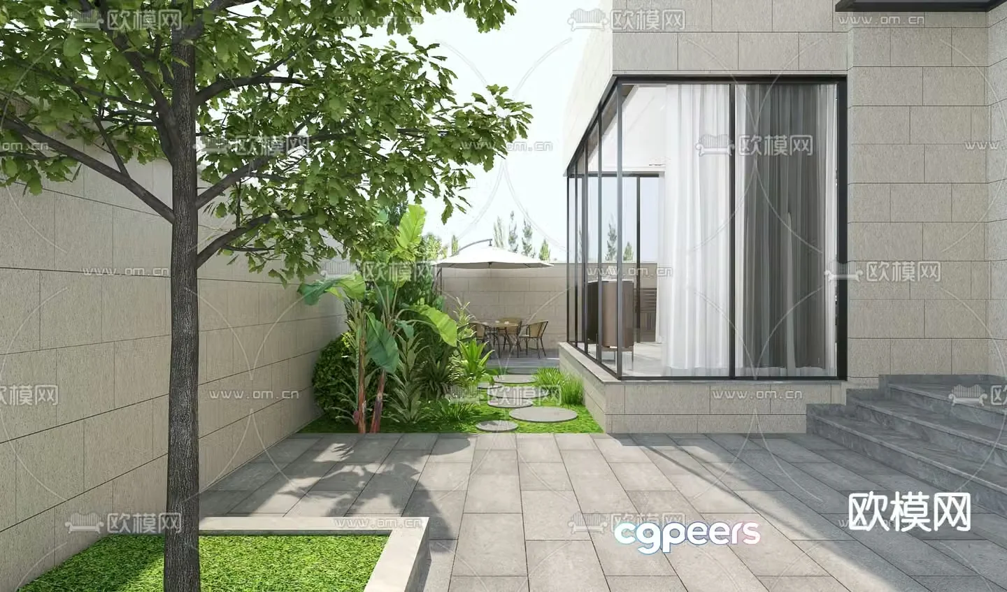 Villa garden Villa courtyard 3d model