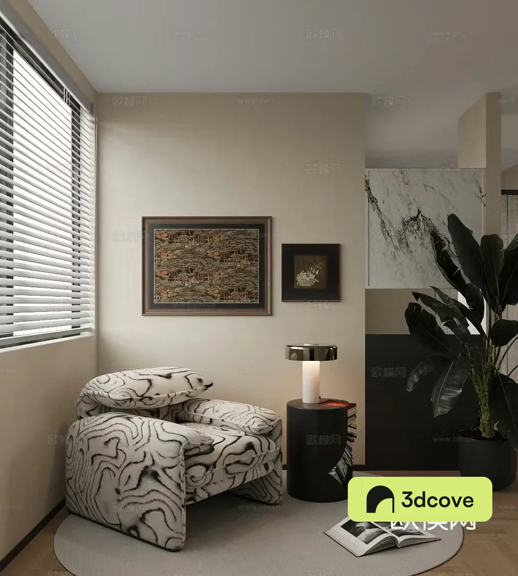 Retro medieval leisure chair Retro leisure chair Medium style sofa chair Fabric sofa chair Side 3D model