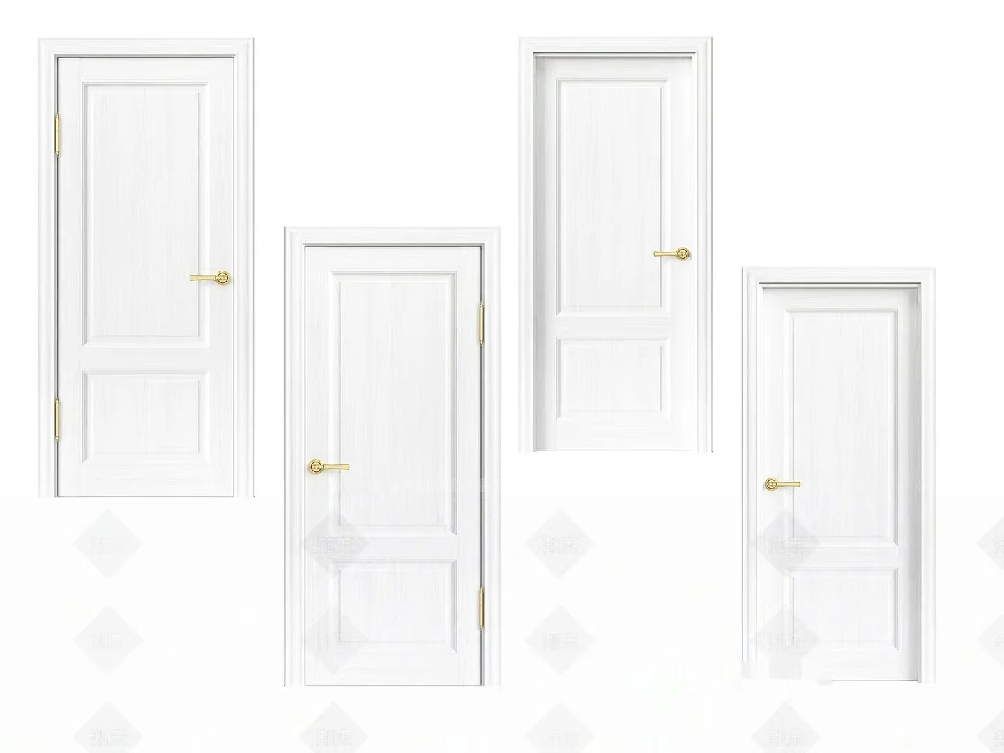 White Doors With Gold Hardware 3D Model – 16596 – VRAY Render