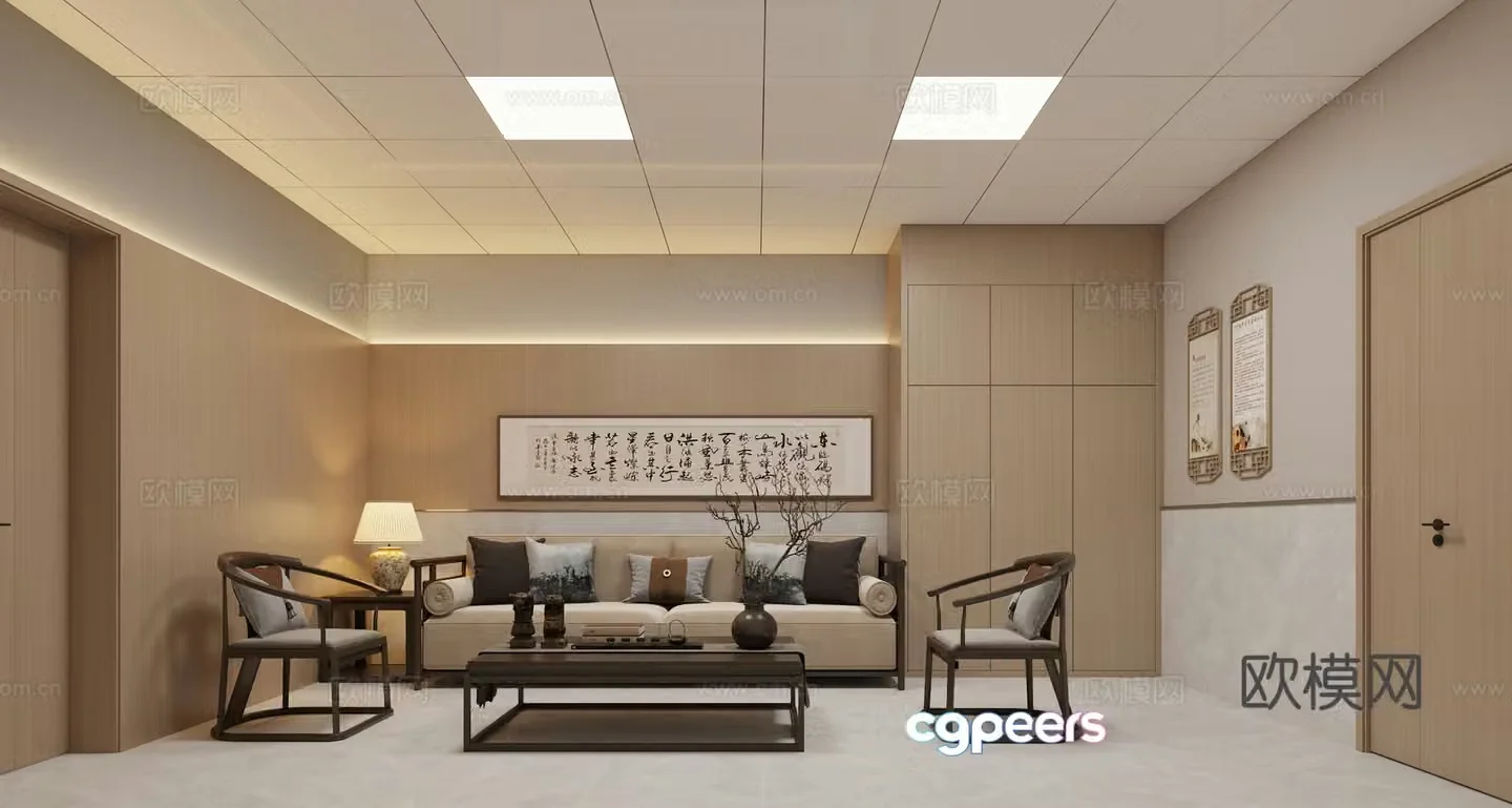 3D model of VIP ward reception area of â€‹â€‹traditional Chinese medicine hospital
