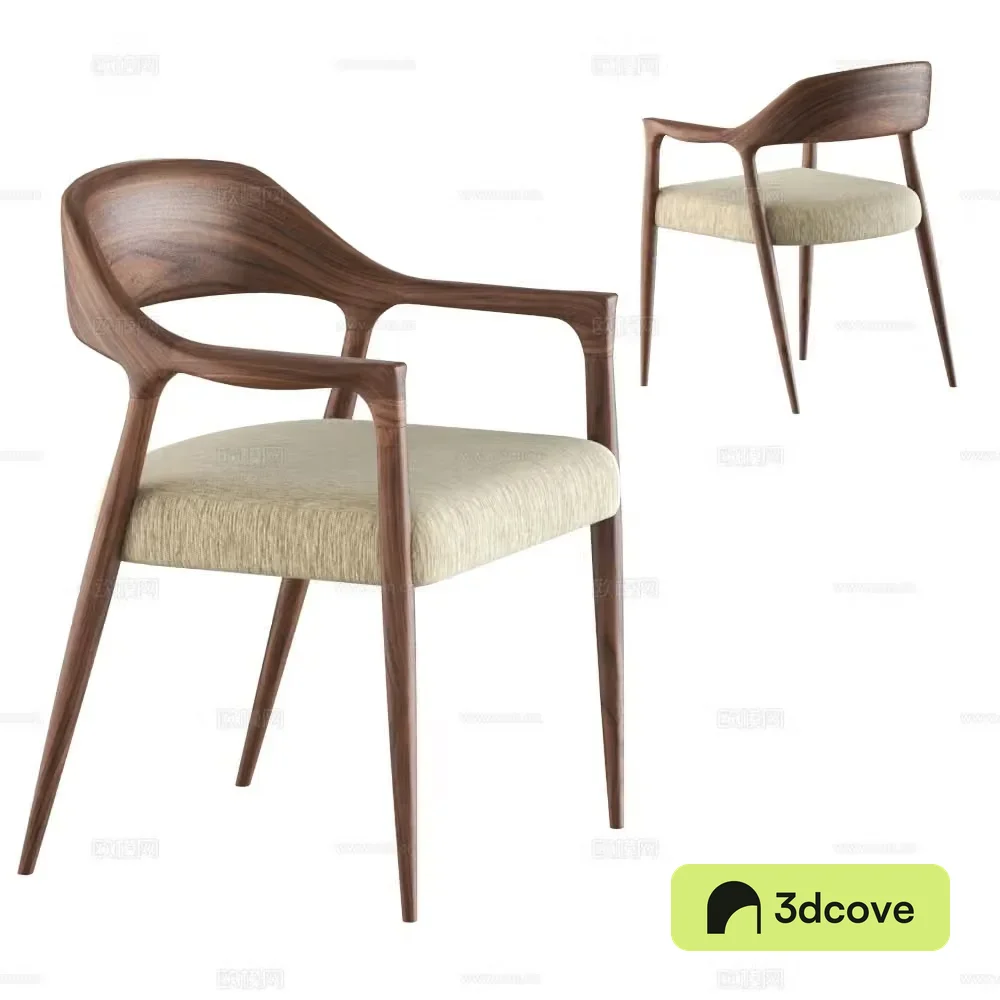 Log single chair Nordic chair