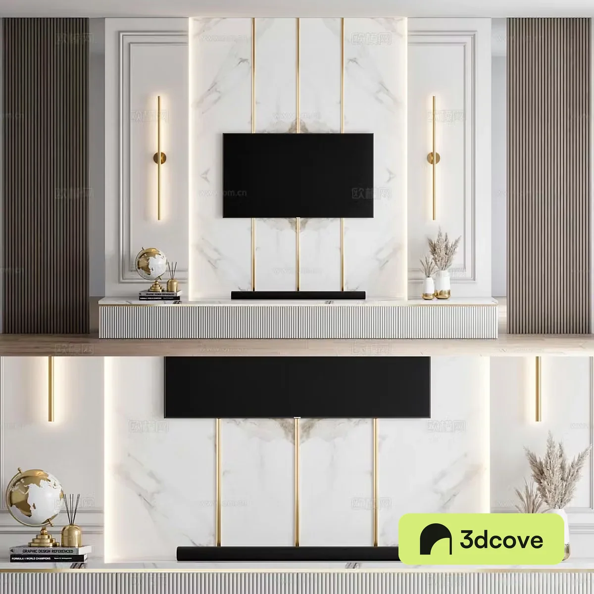 Modern light luxury TV background wall