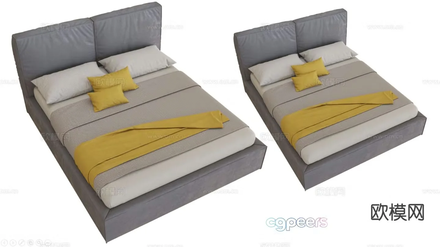Modern double bed 3d model