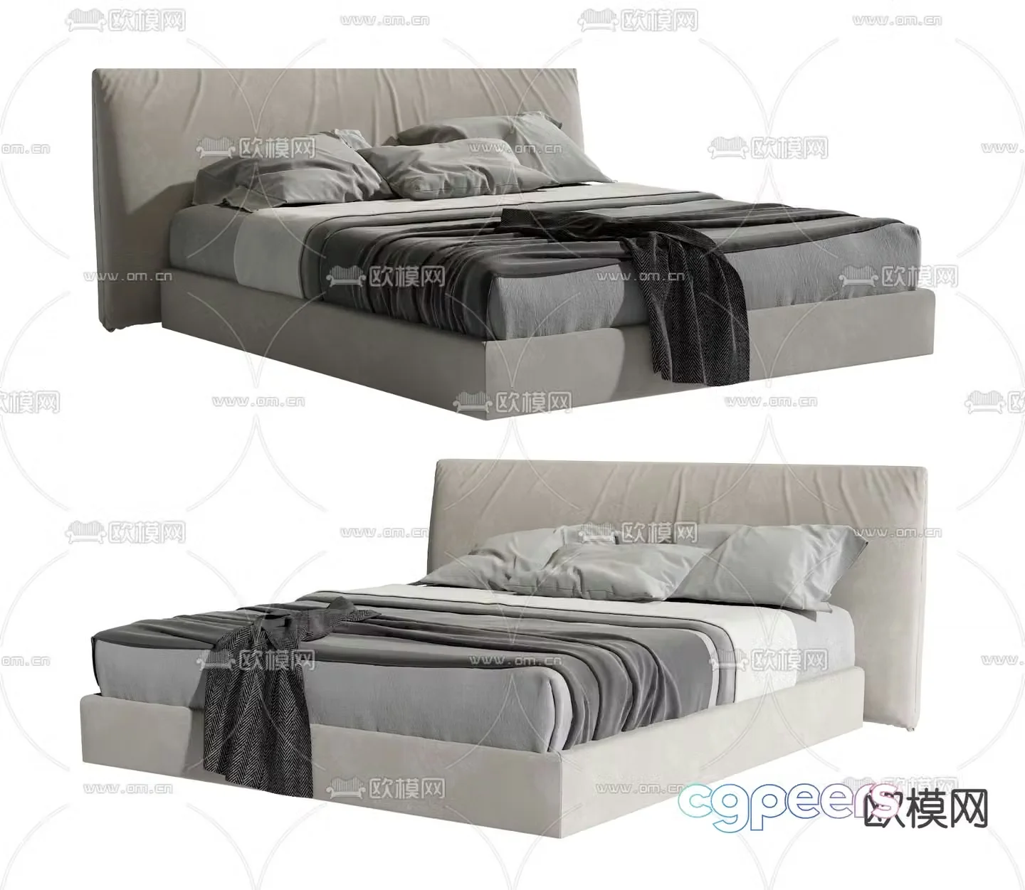 Modern double bed 3d model