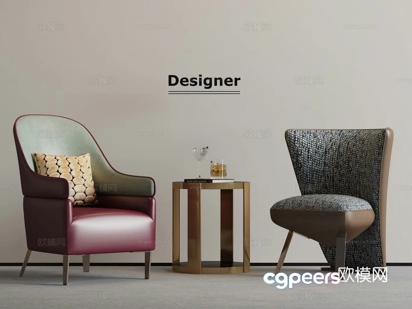 Modern light luxury leisure chair 3d model