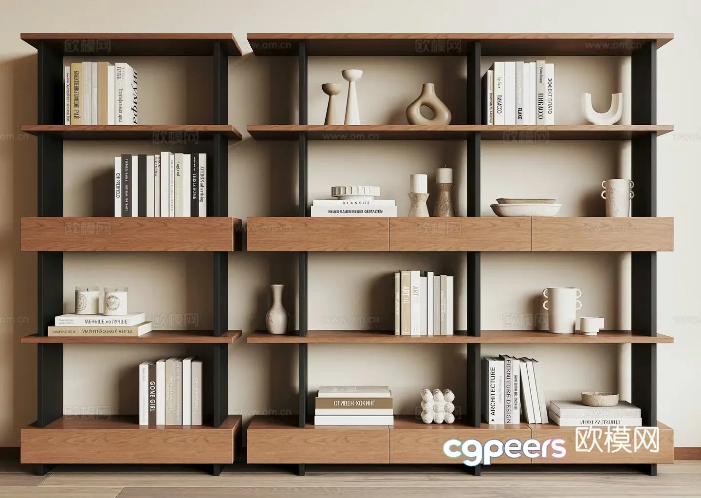 Modern bookshelf 3d model