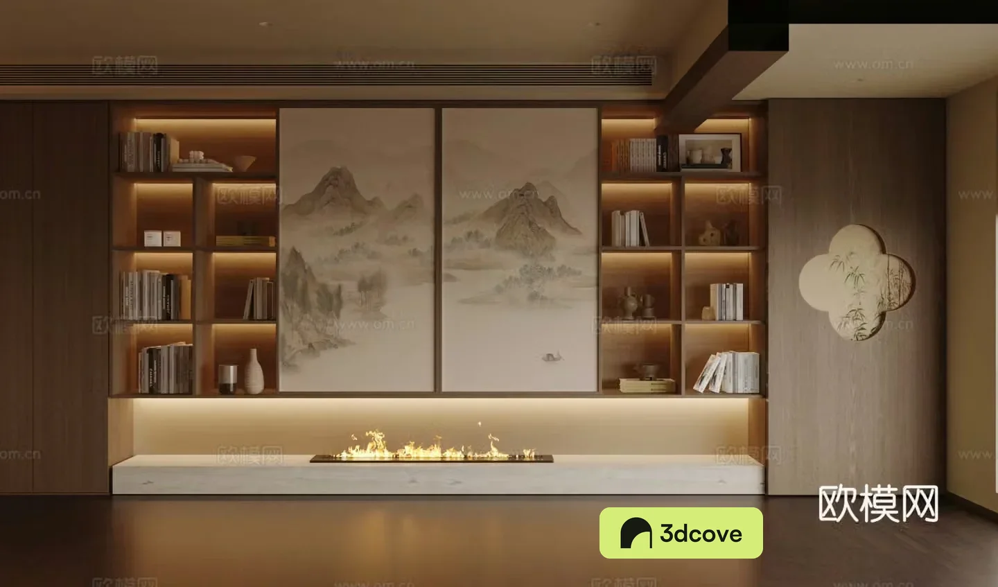 New Chinese Zen Storage Locker New Chinese Tea Room Cabinet Landscape Painted Tea Cabinet New Chinese Decoration Cabinet
