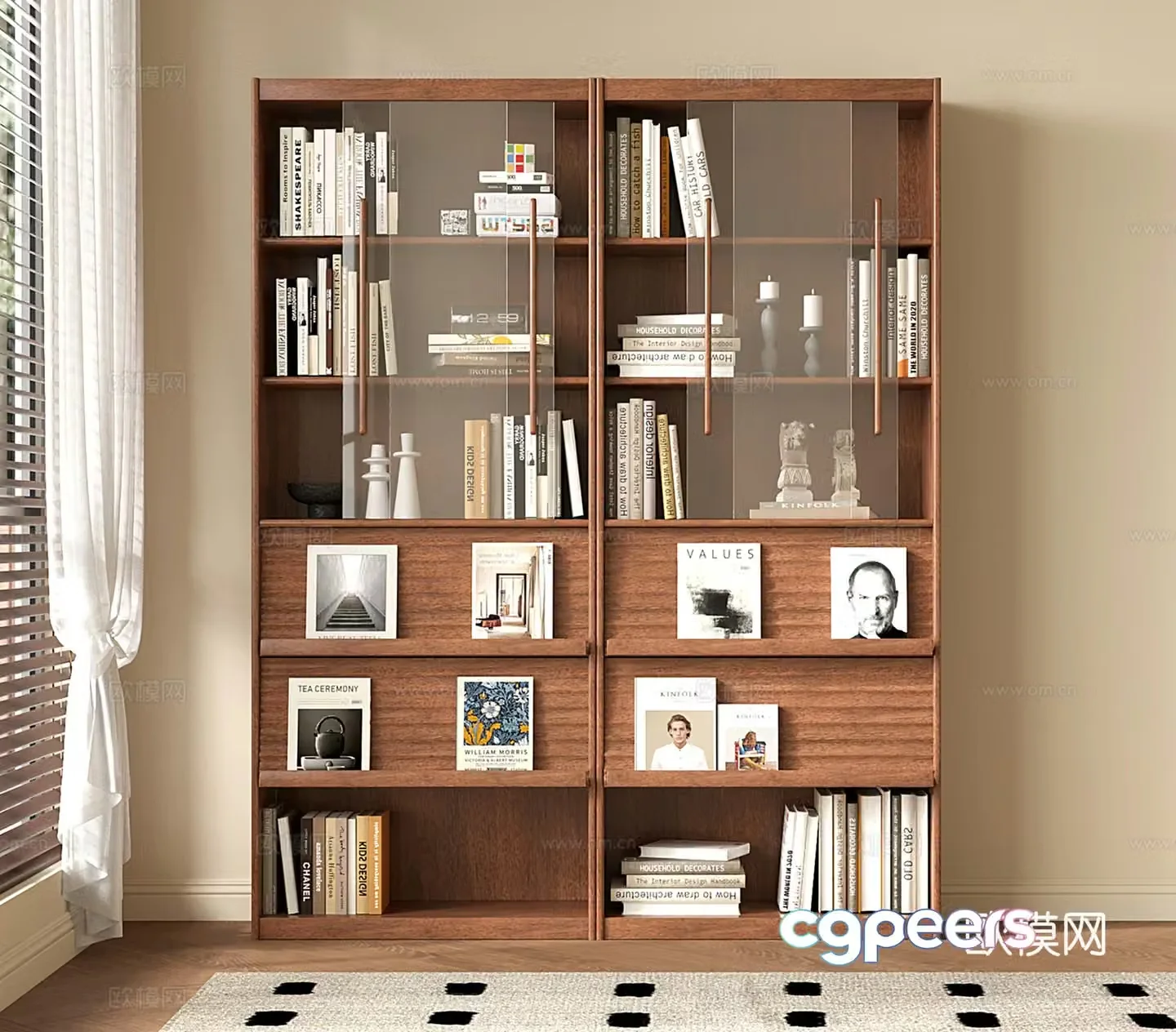 Modern medieval style floor-standing bookshelf shelf display cabinet study bookstore 3d model