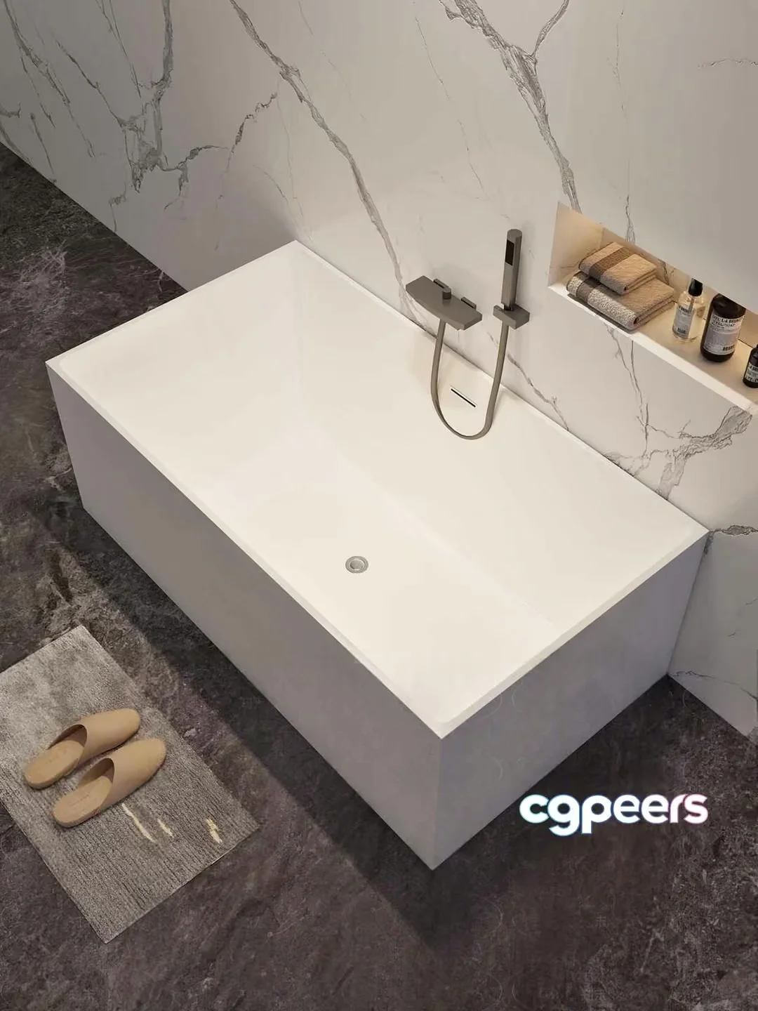 Modern White Bathtub 3D Model – 9204 – VRAY Render