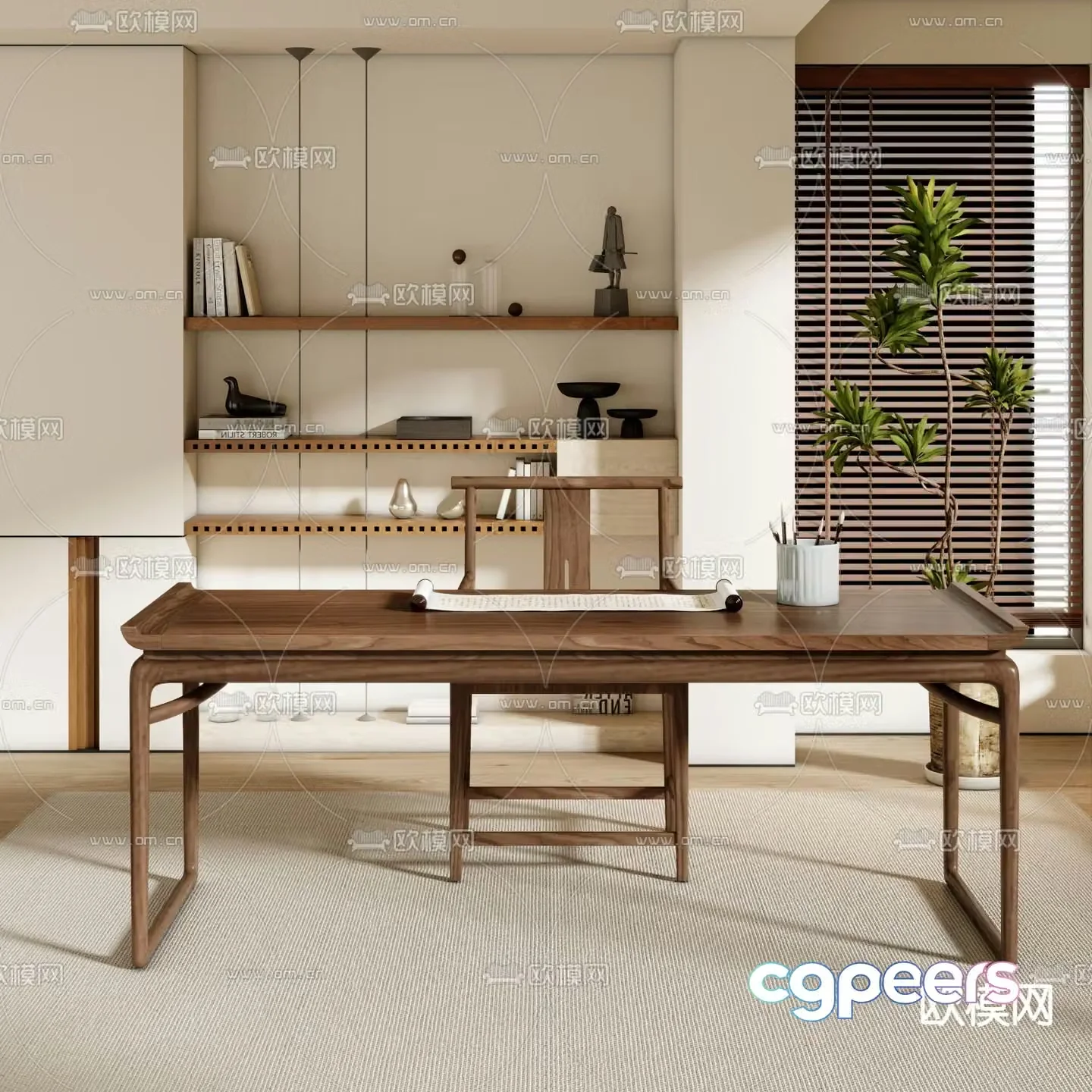 New Chinese tea table and chairs tea table 3d model