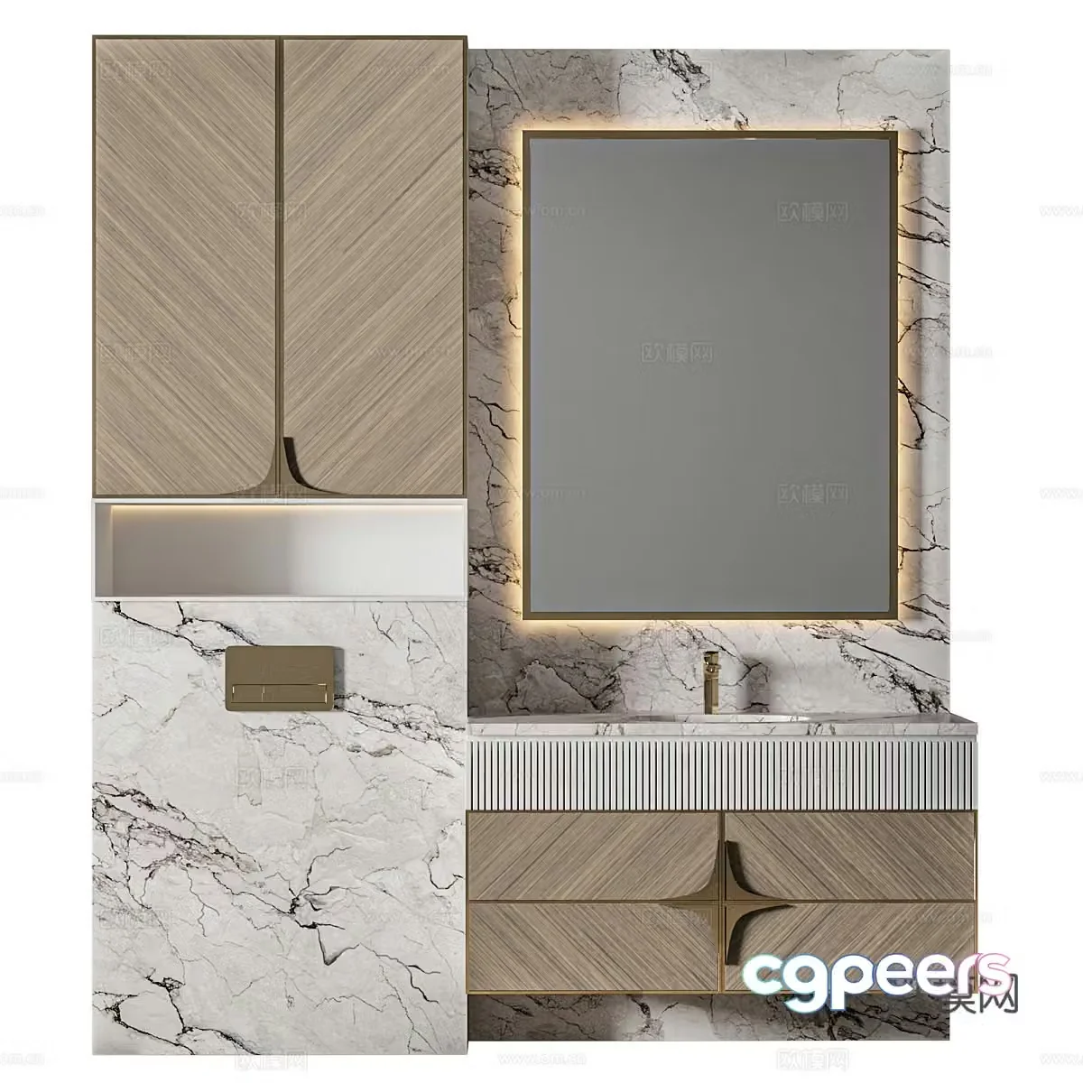 New Chinese style light luxury bathroom cabinet 3D model