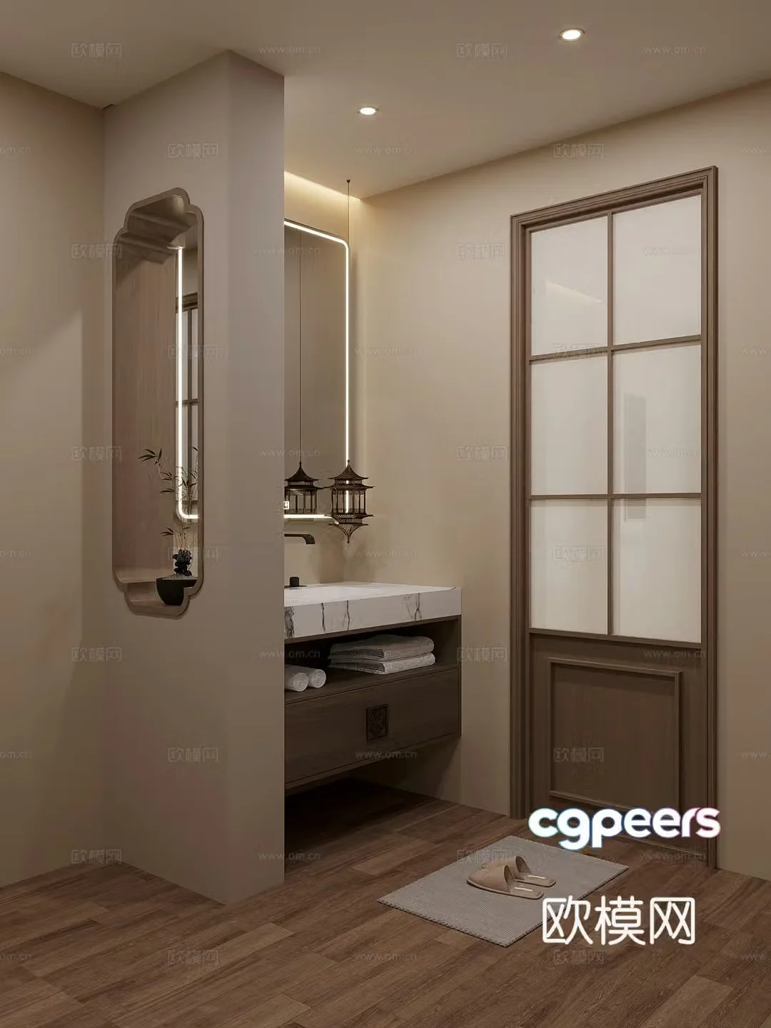 Bathroom dry area New Chinese style bathroom dry area Bathroom cabinet Washing table 3D model