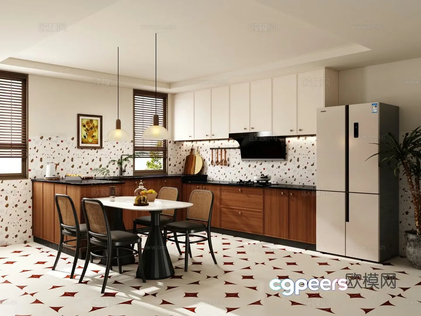 Open kitchen island cabinet 3d model