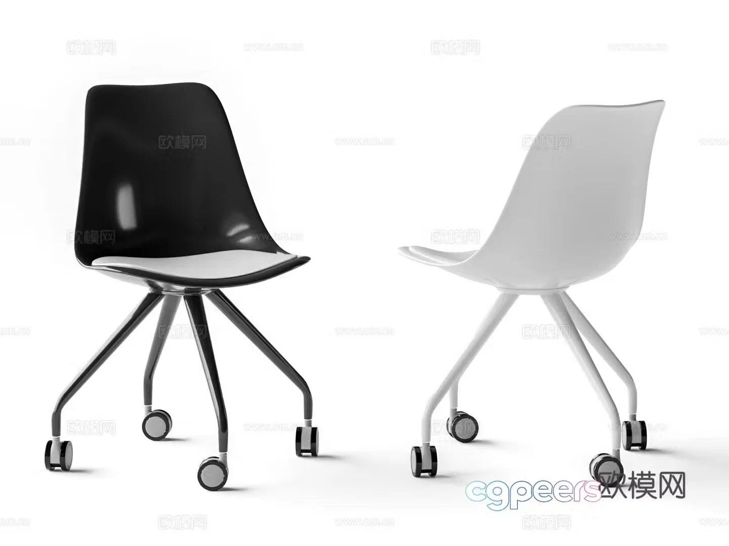 Minimalist office chair training chair wheelchair 3d model
