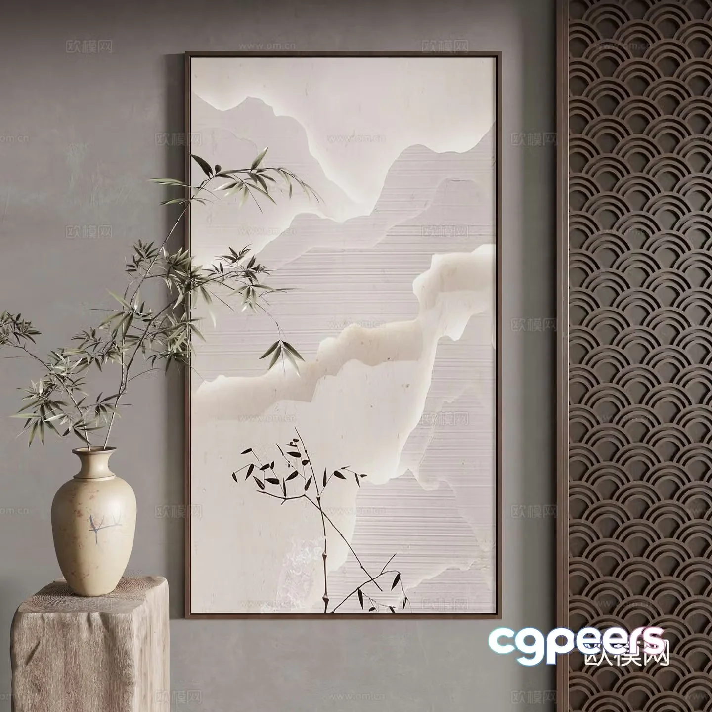 New Chinese style decorative painting 3D model