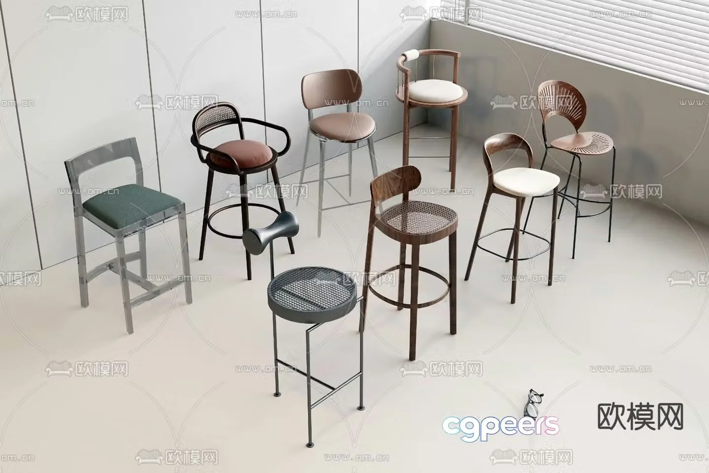 Modern bar stool 3d model
