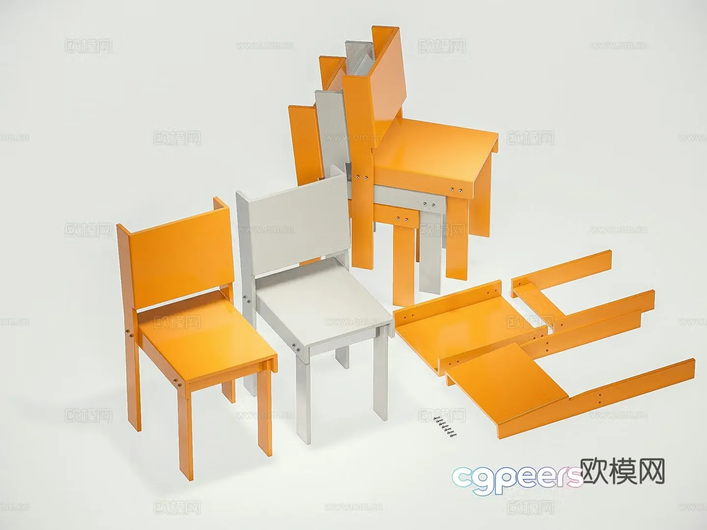 Modern dining chair leisure chair 3d model