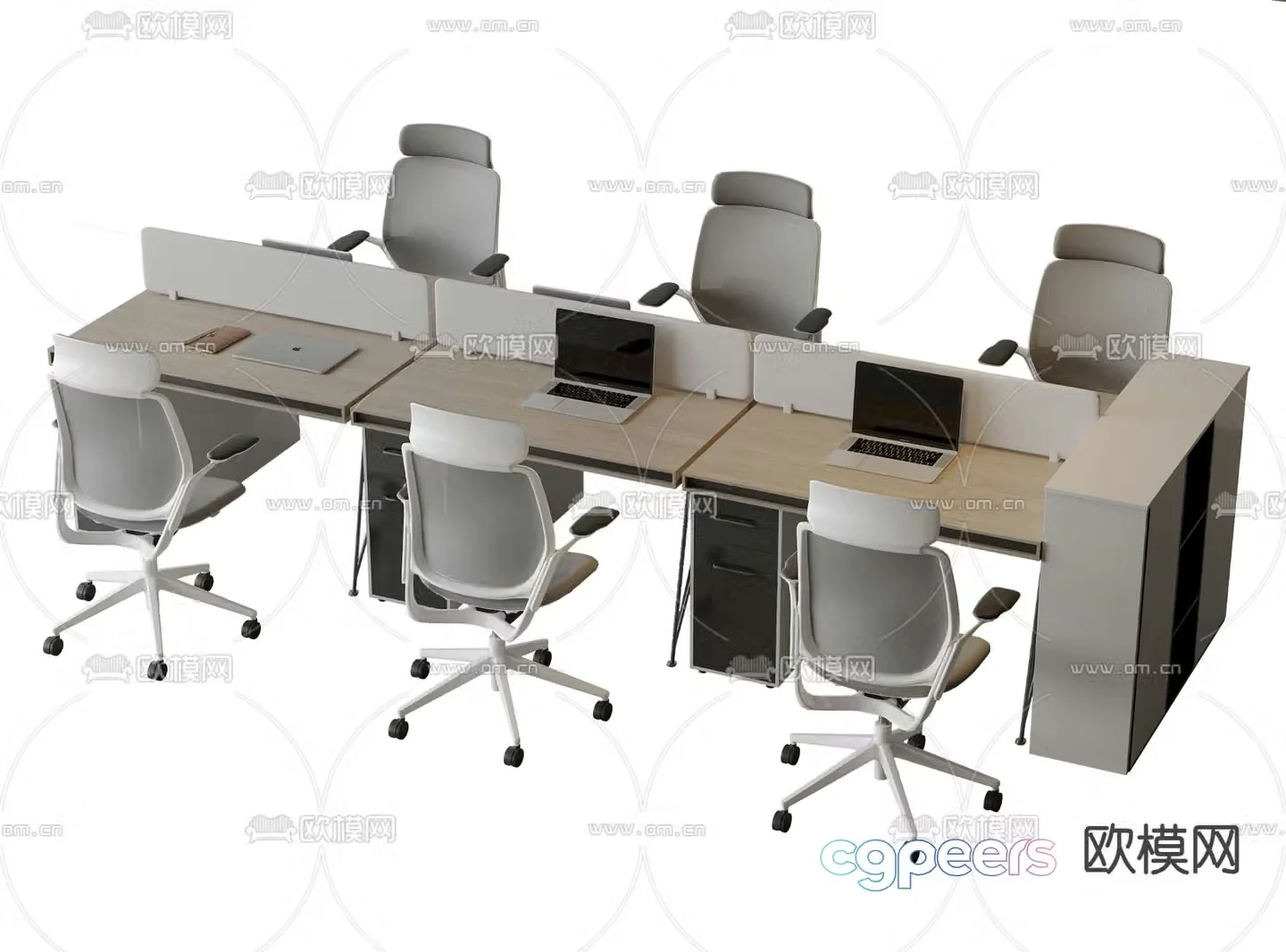 Office desk and chair employee work station 3D model