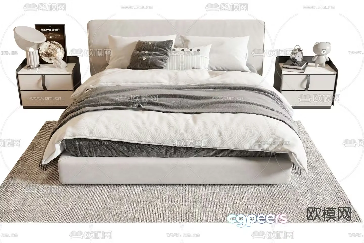 Modern double bed 3d model