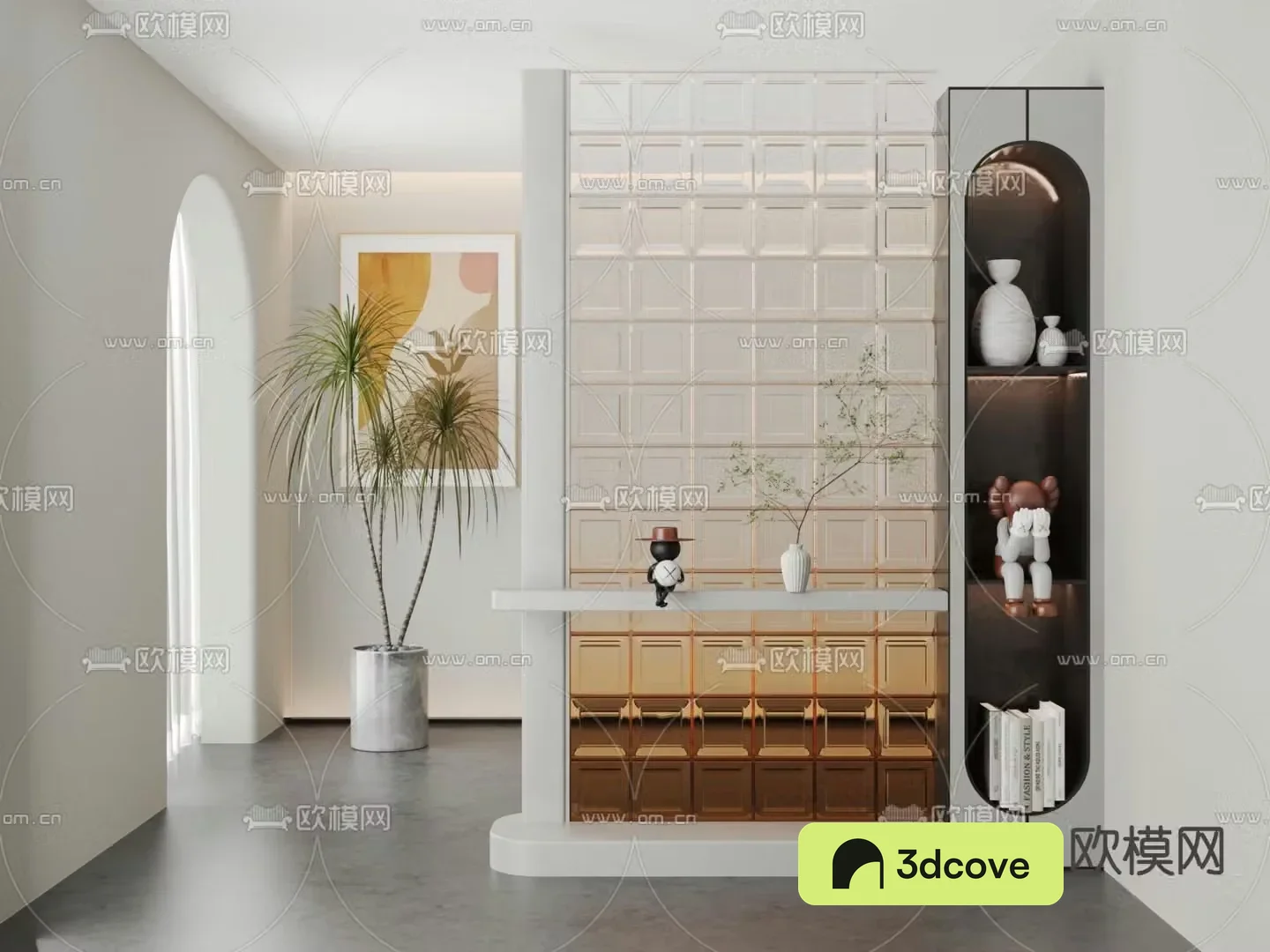 Glass brick partition entrance partition
