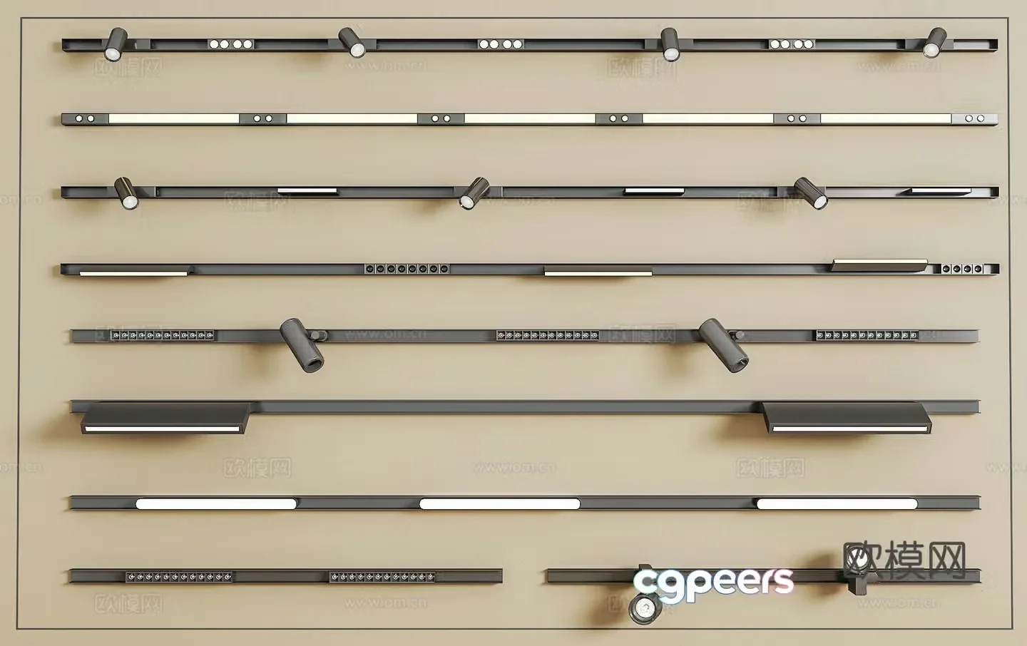 Track spotlight downlight linear lamp embedded downlight magnetic spotlight 3D model