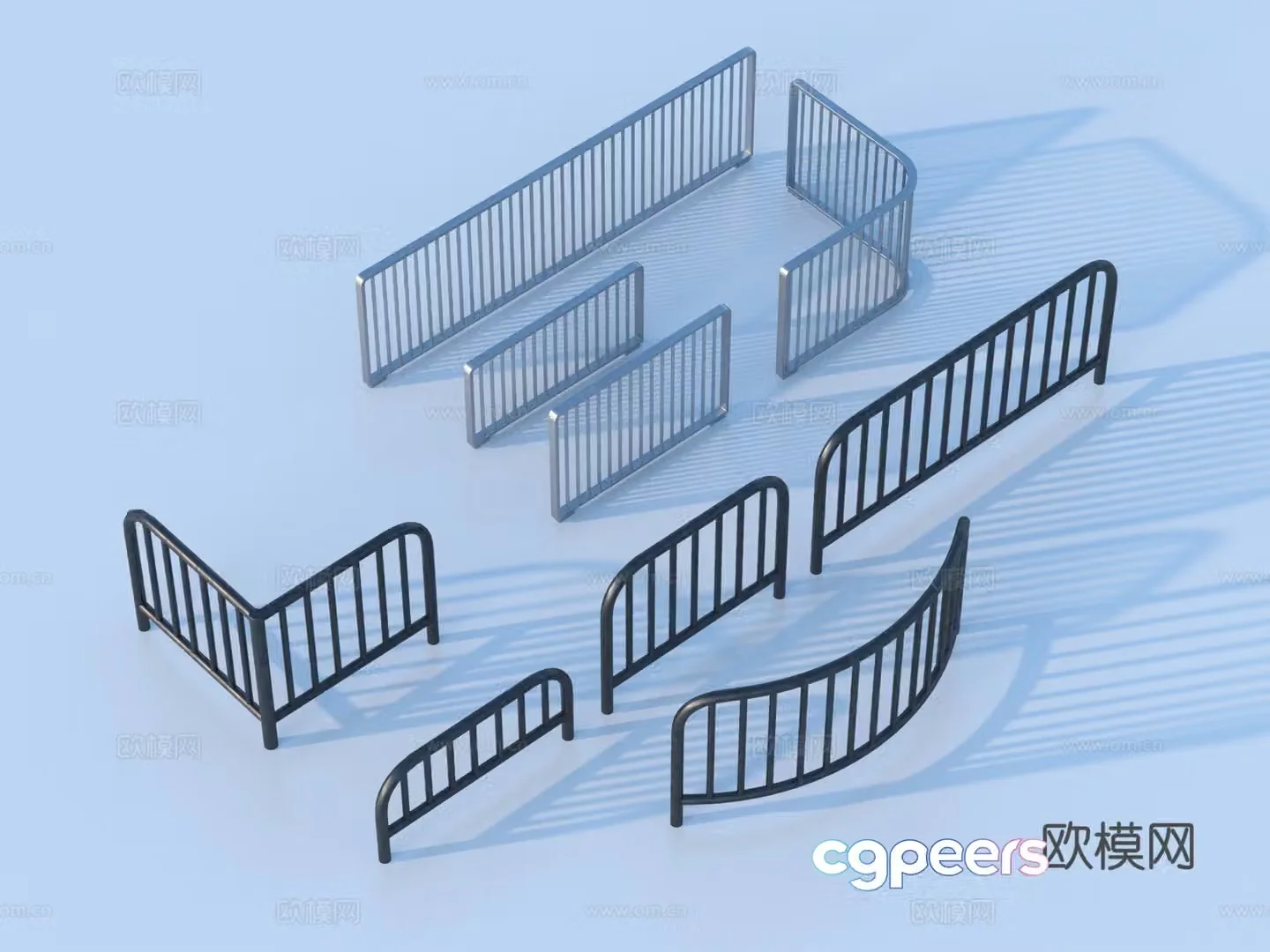 guardrail railing fence wrought iron fence 3d model