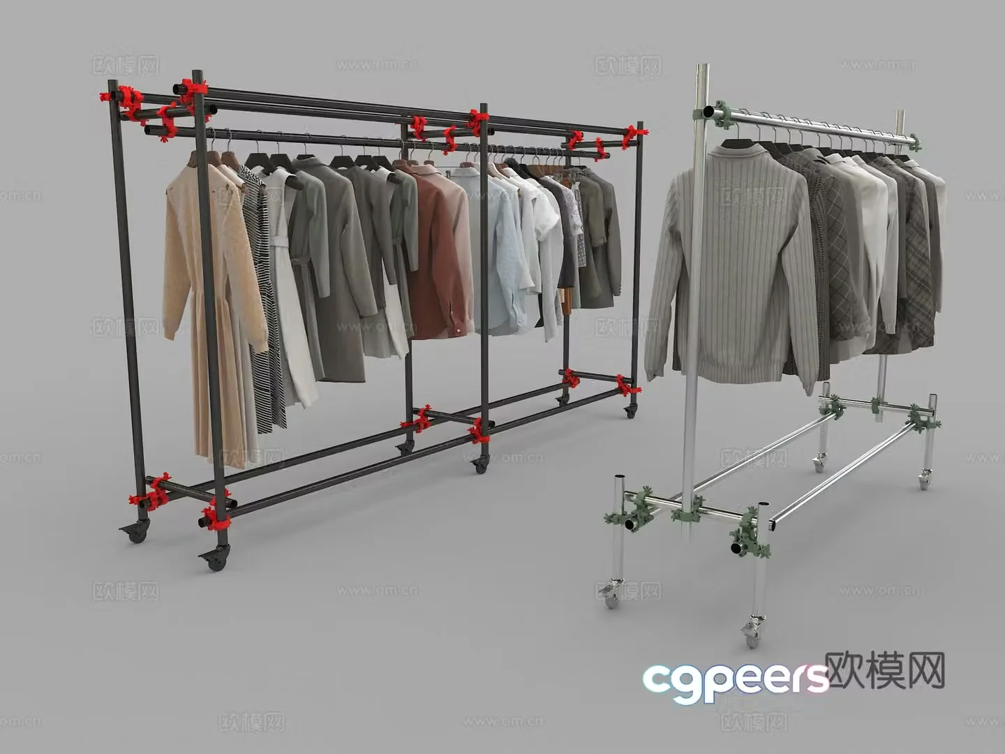 Clothes hanger display rack display rack mid island rack movable scaffolding 3D model