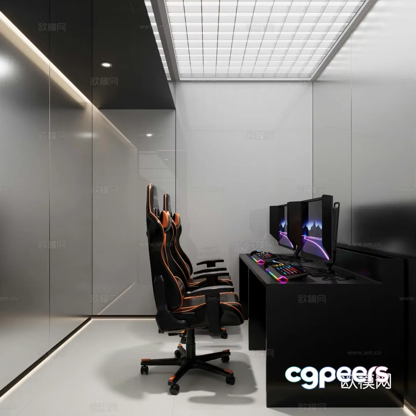 Modern internet cafe internet cafe double room 3d model