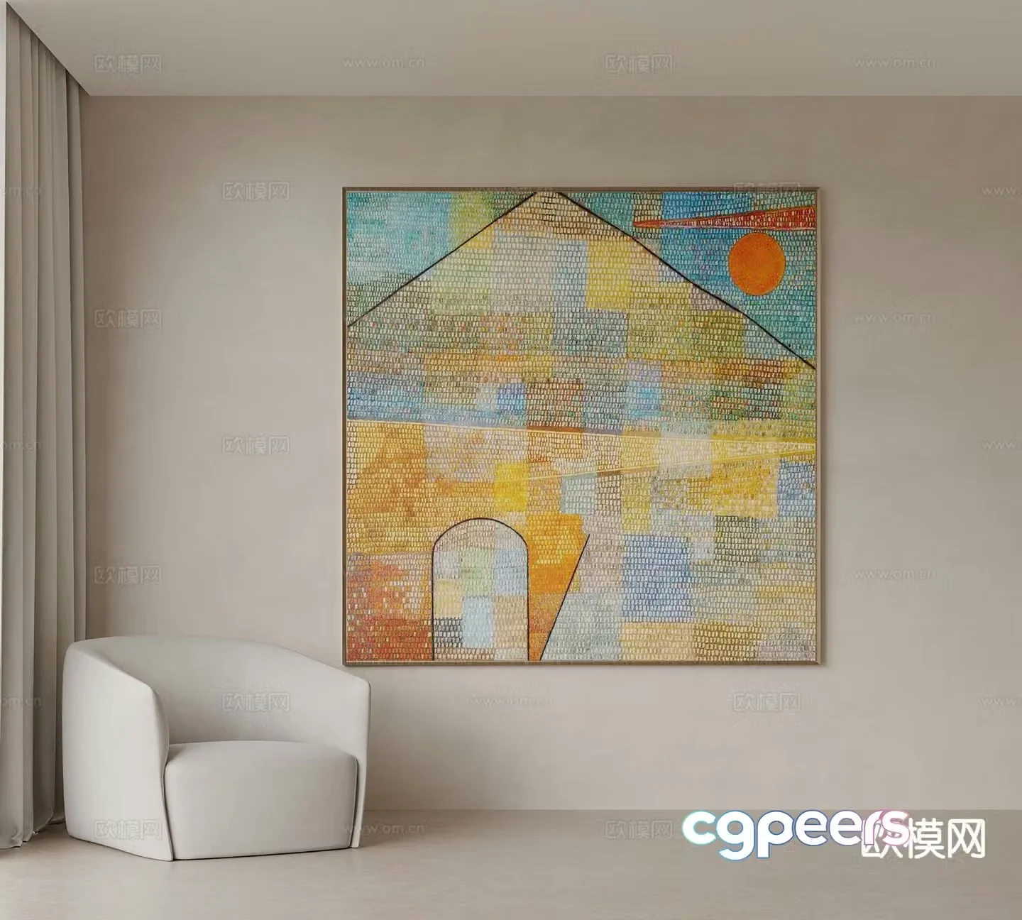 Wabi-sabi art painting texture painting decorative painting 3d model