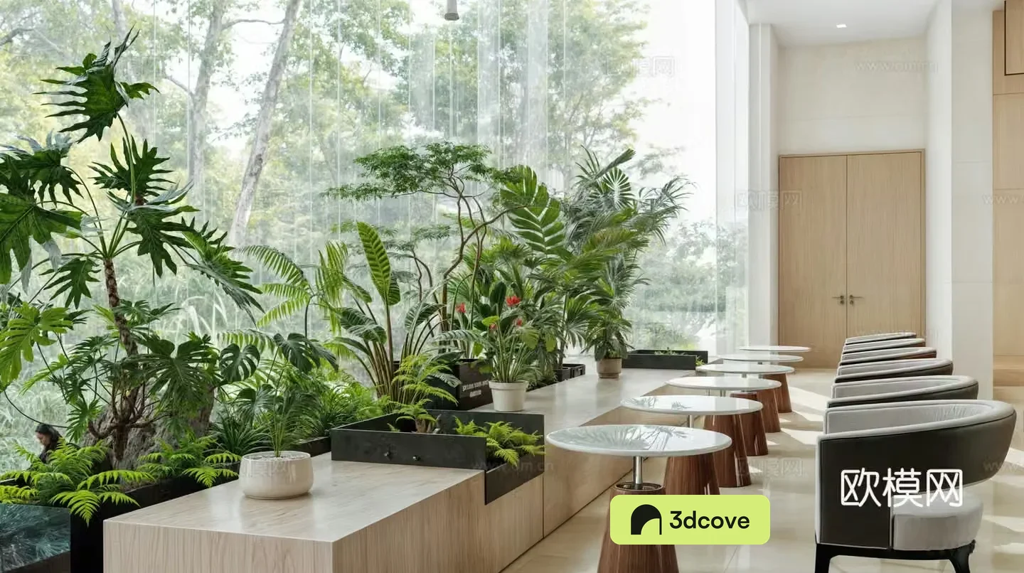 Plant pile indoor landscaping landscape sketch sofa coffee table combination potted plants indoor landscape