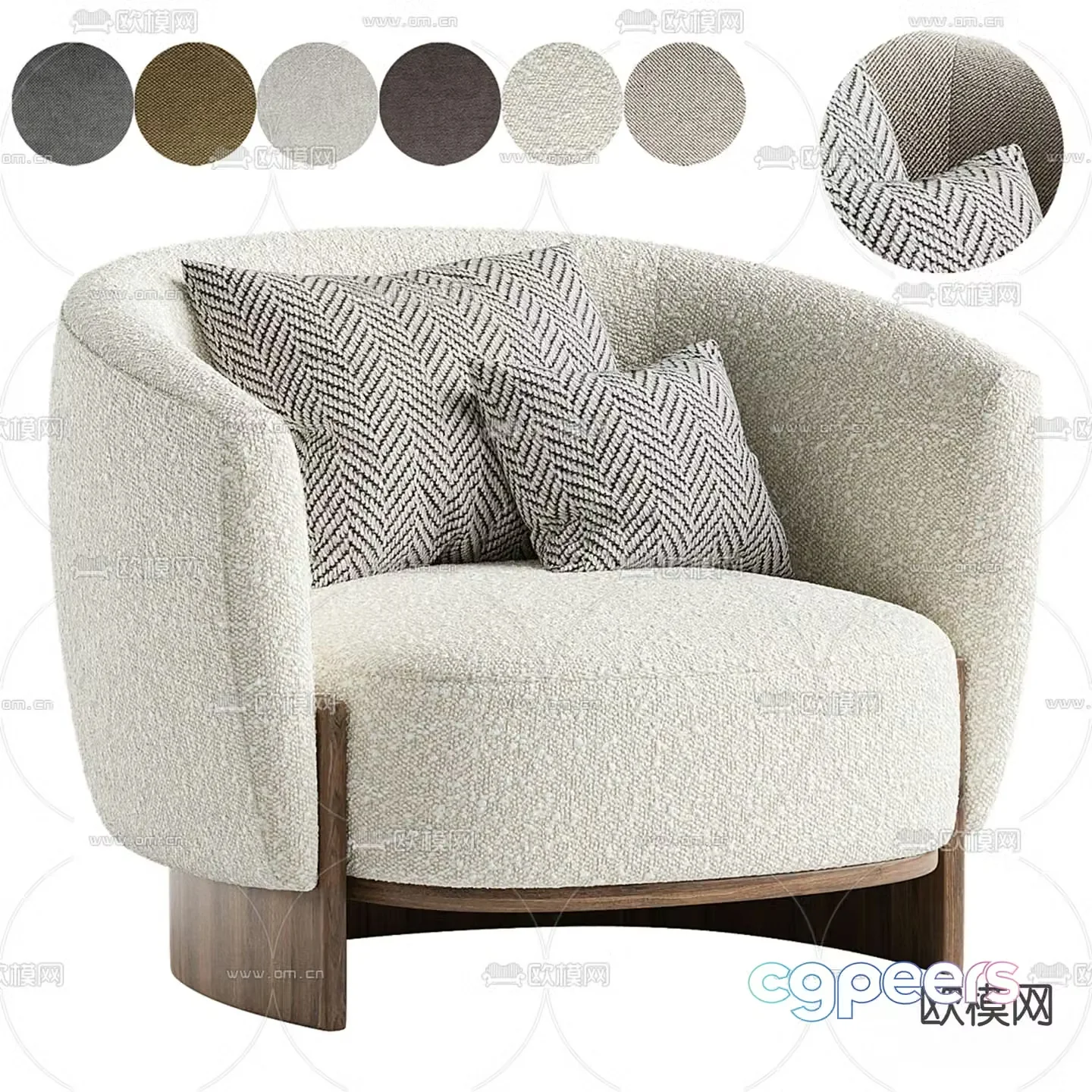 Modern single sofa fabric sofa upholstered sofa 3d model