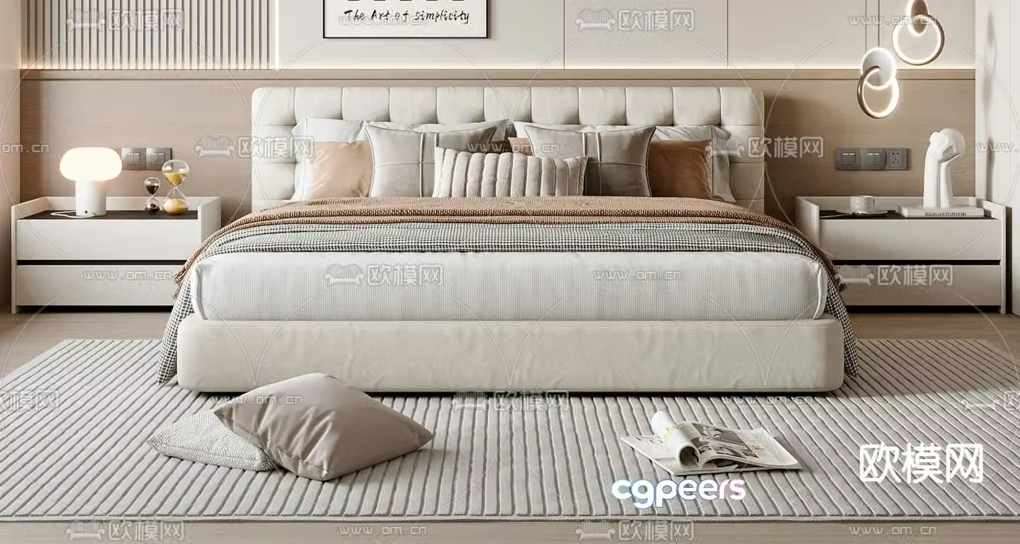 Modern double bed 3d model
