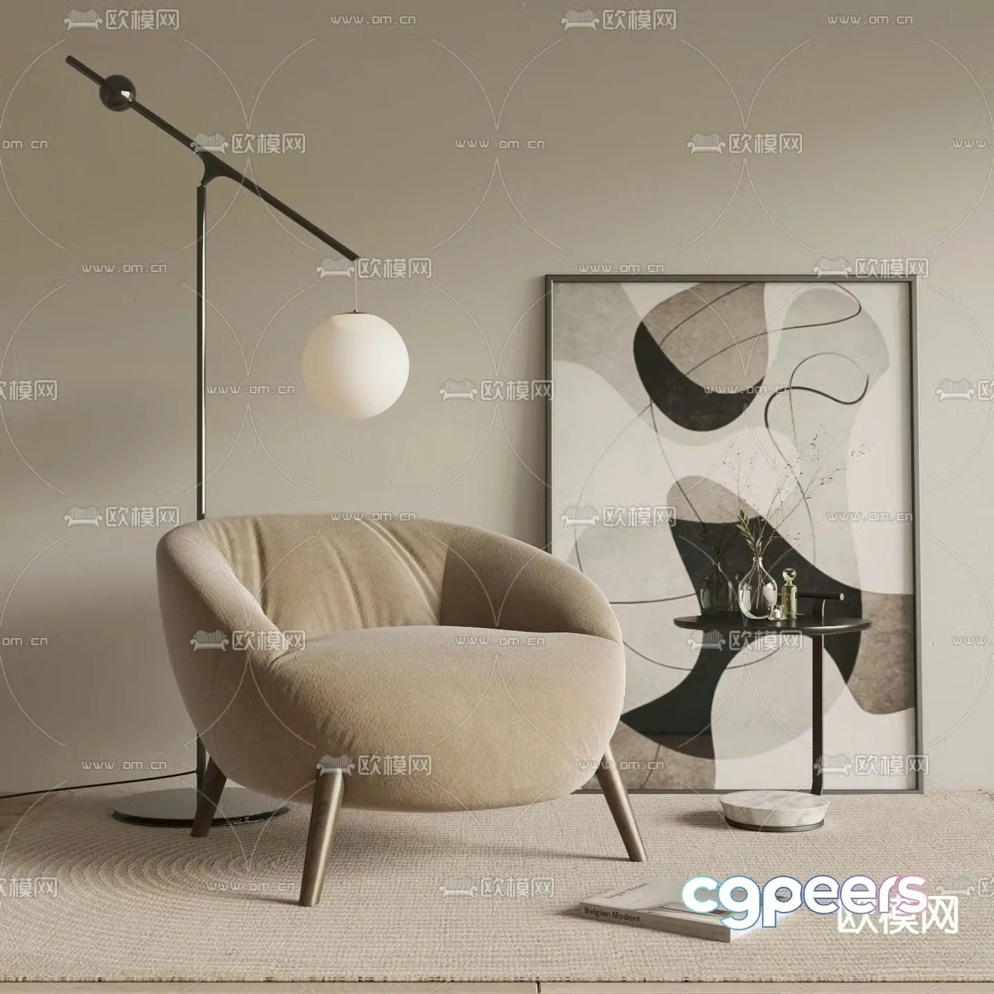 Modern sofa chair leisure chair 3d model