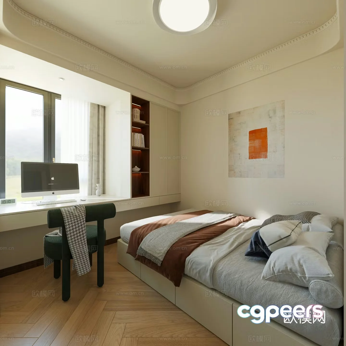 Creamy style bedroom children’s room Modern bedroom children’s room Modern guest room Elder room Creamy style elderly 3D model