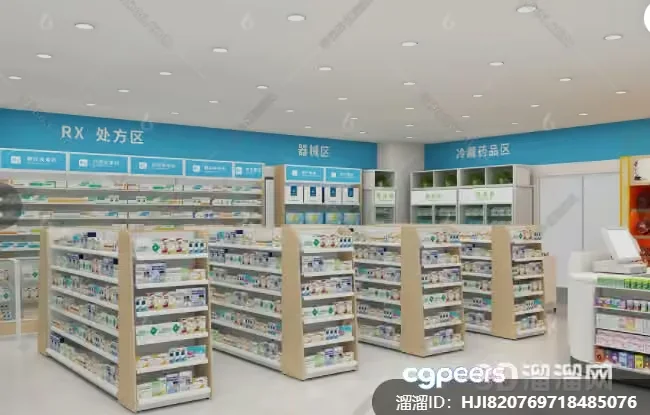 A Pharmacy Store 3D Model – 9703 – VRAY Render