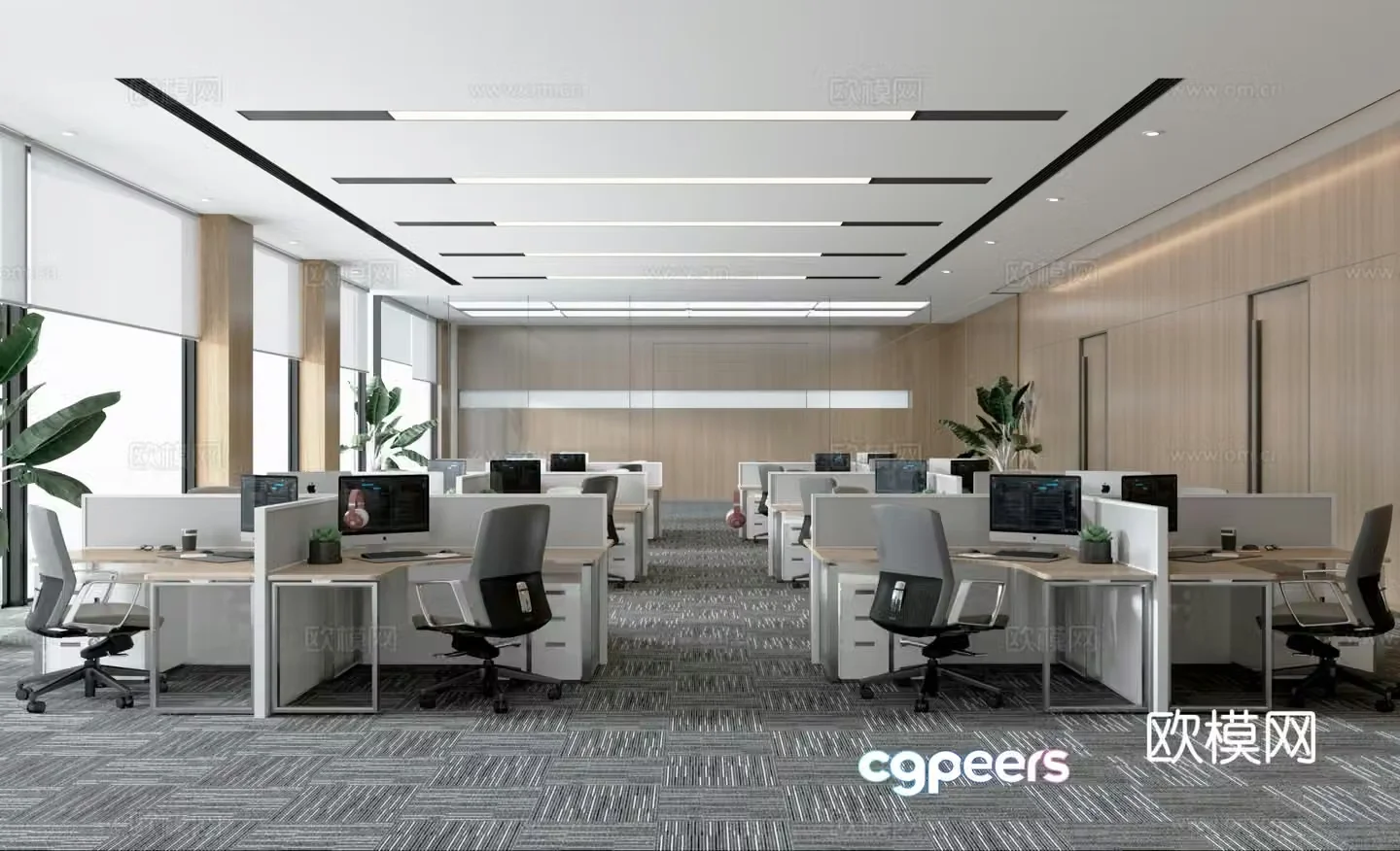 Modern public office area Public office 3d model