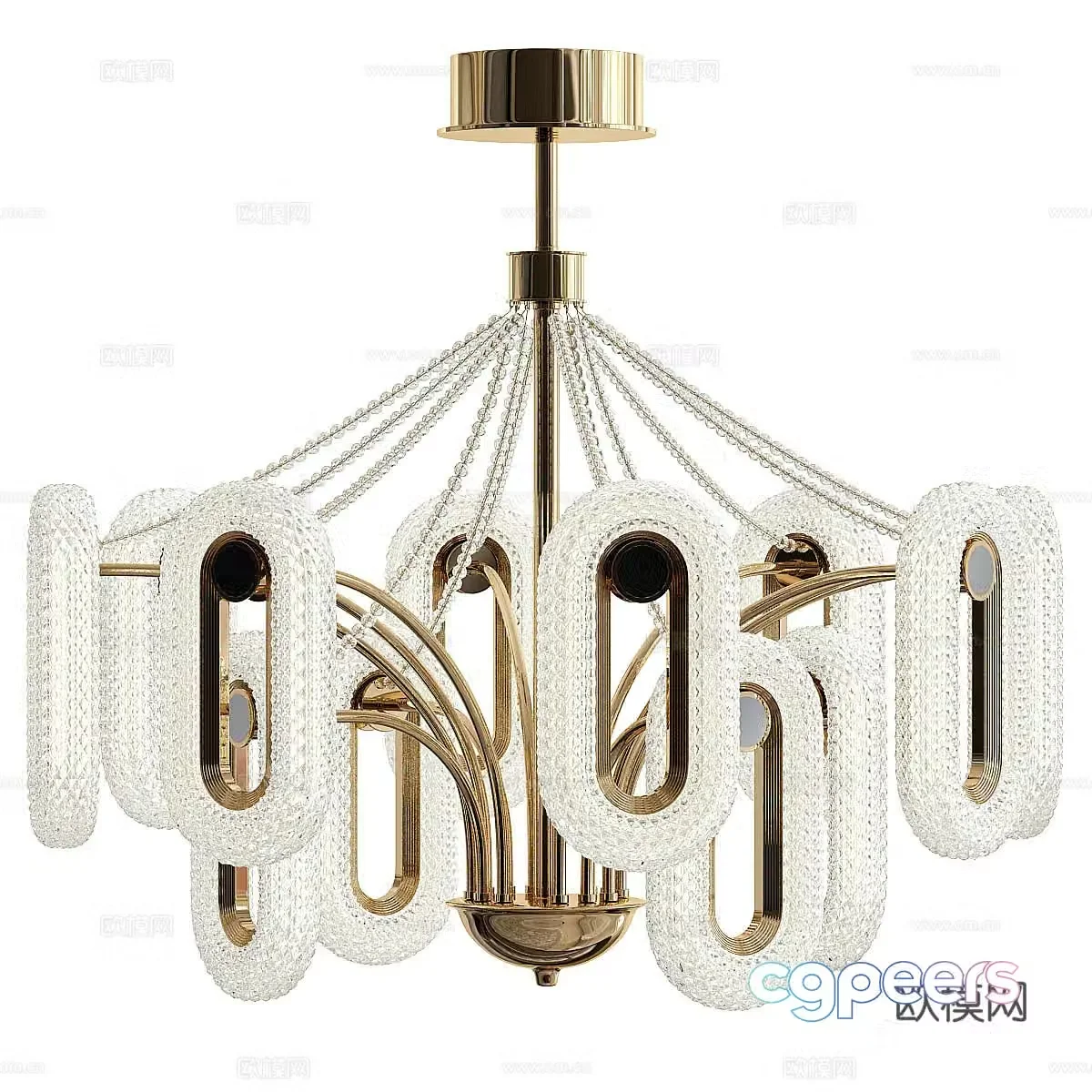 New Chinese style light luxury decorative chandelier 3D model