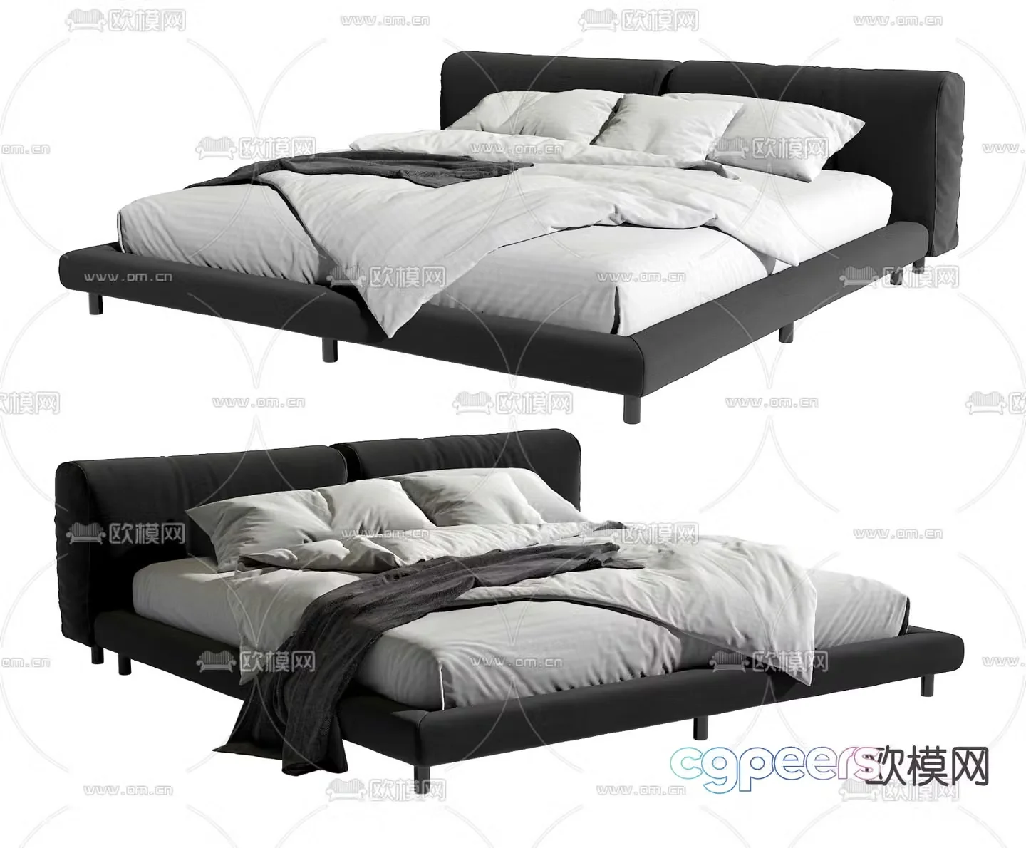 Modern double bed 3d model