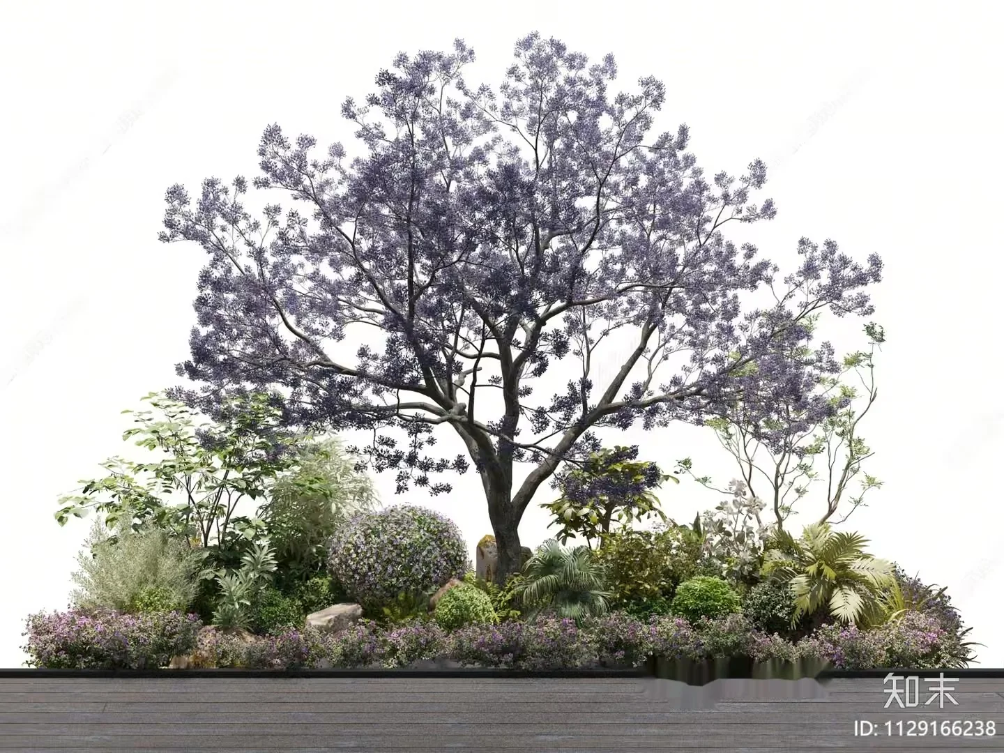 A Tree With Purple Flowers 3D Model – 14059 – VRAY Render