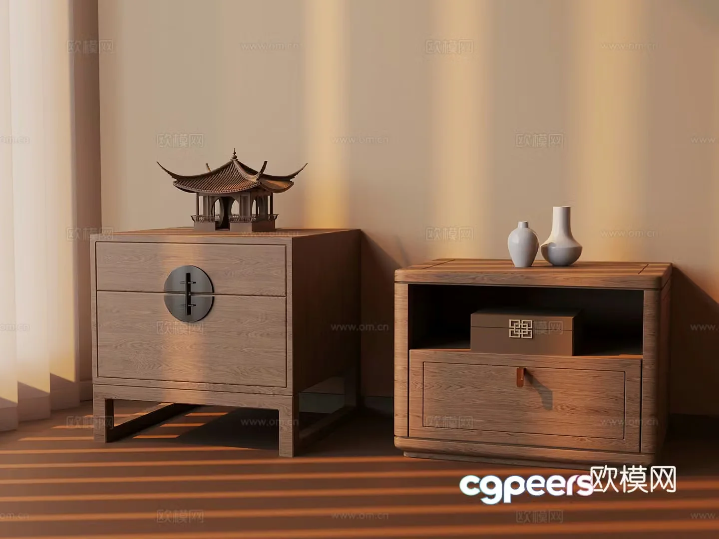 New Chinese style bedside table Song style bedside table Ornament decoration 3D model