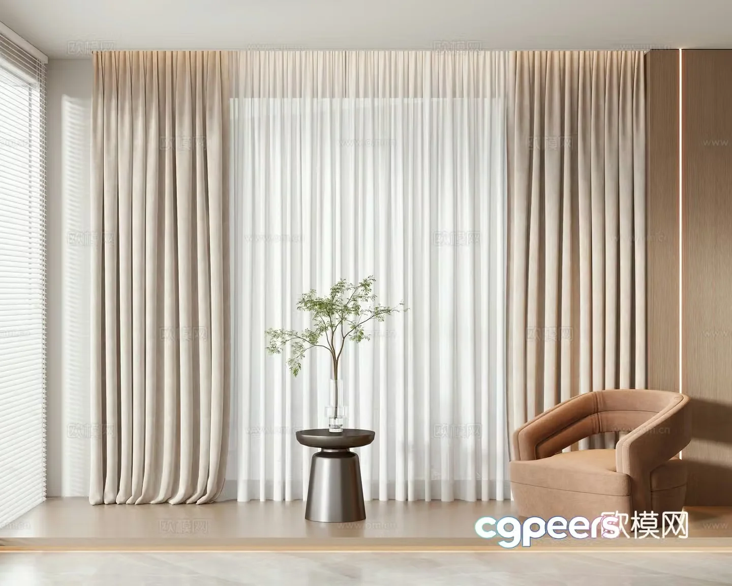 Modern curtain 3d model